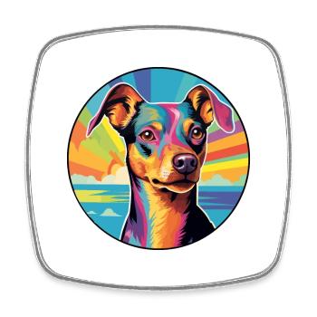 German Pinscher Dog Breed Colorful Cartoon Waterco - Square fridge magnet - white - Front