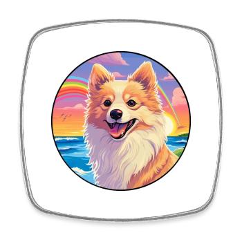 German Spitz Dog Breed Colorful Cartoon Watercolor - Square fridge magnet - white - Front