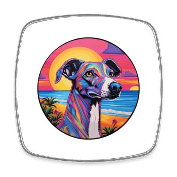 Greyhound Hund Rasse Buntes Cartoon Aquarell - Viereckiger Kühlschrankmagnet - Weiß - Vorne