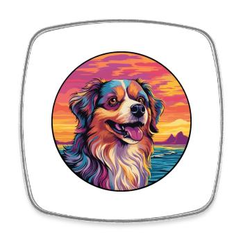 Himalayan Sheepdog Dog Breed Colorful Cartoon Wate - Square fridge magnet - white - Front