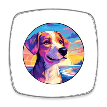 Hokkaido Dog Breed Colorful Cartoon Watercolor - Square fridge magnet - white - Front