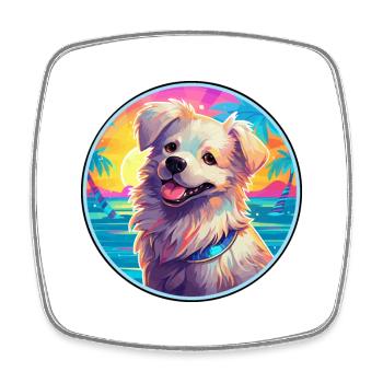 Hygenhund chien race coloré dessin animé aquarelle - Magnet carré - blanc - Devant