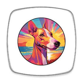 Ibizan Hound Hund Rasse Bunte Karikatur Aquarell - Viereckiger Kühlschrankmagnet - Weiß - Vorne