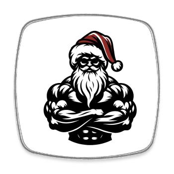 Muscular Santa - Fitmas Gift - Square fridge magnet - white - Front