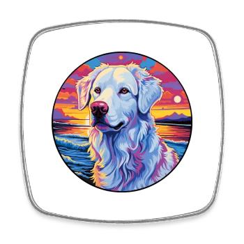 Ungarische Kuvasz Hunderasse Bunte Karikatur Wasserc - Viereckiger Kühlschrankmagnet - Weiß - Vorne