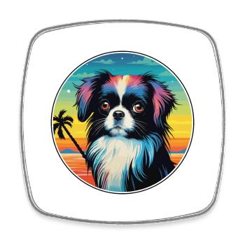 Japanese Chin Dog Breed Colorful Cartoon Watercolo - Square fridge magnet - white - Front