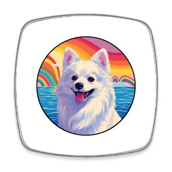 Spitz japonais chien race coloré dessin animé watercol - Magnet carré - blanc - Devant