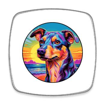 Hase indische Hunderasse bunte Karikatur Aquarell - Viereckiger Kühlschrankmagnet - Weiß - Vorne