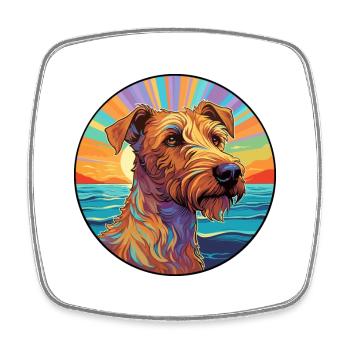Irish Terrier Dog Breed Colorful Cartoon Watercolo - Square fridge magnet - white - Front