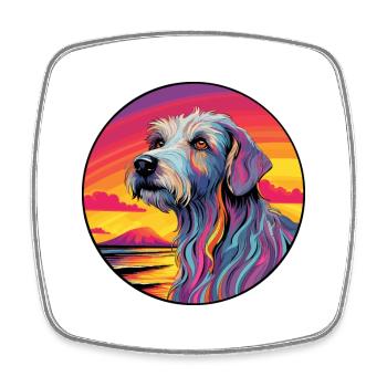 Irish Wolfhound Dog Breed Colorful Cartoon Waterco - Square fridge magnet - white - Front