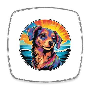 Italian Volpino Dog Breed Colorful Cartoon Waterco - Square fridge magnet - white - Front