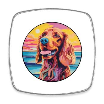 Irischer Setter Hund Rasse Buntes Karikatur Aquarell - Viereckiger Kühlschrankmagnet - Weiß - Vorne