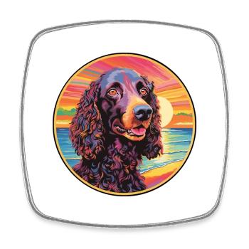 Irish Water Spaniel Dog Breed Colorful Cartoon Wat - Square fridge magnet - white - Front