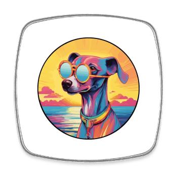 Italian Greyhound Dog Breed Colorful Cartoon Water - Square fridge magnet - white - Front