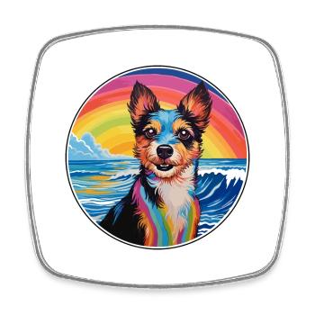 Terrier japonais race de chien dessin animé coloré Waterc - Magnet carré - blanc - Devant