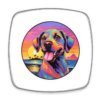 Karakachan chien race coloré dessin animé aquarelle - Magnet carré - blanc - Devant