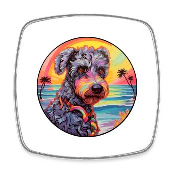 Kerry Blue Terrier Hunderasse Bunte Karikatur Wate - Viereckiger Kühlschrankmagnet - Weiß - Vorne