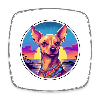 Kangaroo Dog Breed Colorful Cartoon Watercolor - Square fridge magnet - white - Front