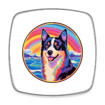 Karelian Bear Dog Breed Colorful Cartoon Watercolo - Square fridge magnet - white - Front