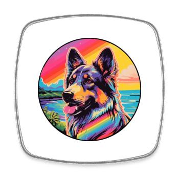 Karst Schäferhund Rasse Bunte Karikatur Watercol - Viereckiger Kühlschrankmagnet - Weiß - Vorne