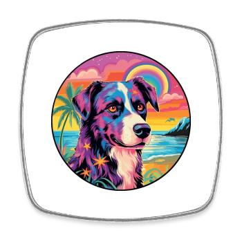 Kishu Ken Hunderasse Bunte Karikatur Aquarell - Viereckiger Kühlschrankmagnet - Weiß - Vorne