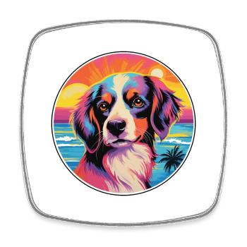 Kooikerhondje Race De Chien Coloré Dessin Animé Watercolo - Magnet carré - blanc - Devant