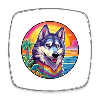 Kunming Wolfhund Hunderasse Bunte Karikatur Waterco - Viereckiger Kühlschrankmagnet - Weiß - Vorne