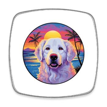 Kuvasz Ungarische Hunderasse Bunte Karikatur Waterc - Viereckiger Kühlschrankmagnet - Weiß - Vorne