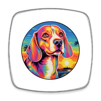 Kerry Beagle Hunderasse buntes Karikatur-Aquarell - Viereckiger Kühlschrankmagnet - Weiß - Vorne