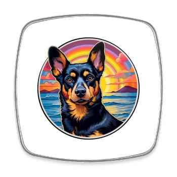 Lancashire Heeler Hund Rasse Bunte Karikatur Wasser - Viereckiger Kühlschrankmagnet - Weiß - Vorne