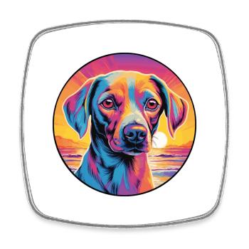 Koolie chien race coloré dessin animé aquarelle - Magnet carré - blanc - Devant