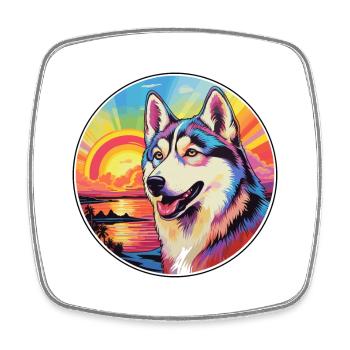 Labrador Husky Dog Breed Colorful Cartoon Watercol - Square fridge magnet - white - Front