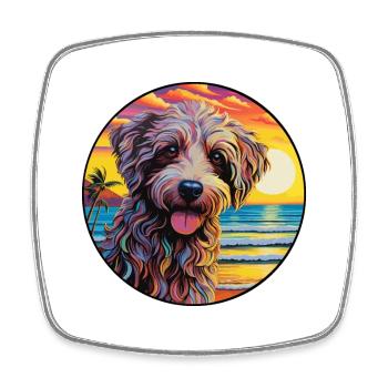 Labradoodle Hunderasse Bunte Karikatur Aquarell - Viereckiger Kühlschrankmagnet - Weiß - Vorne