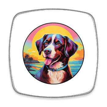 Laufhund Hunderasse buntes Karikatur-Aquarell - Viereckiger Kühlschrankmagnet - Weiß - Vorne