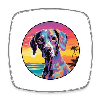 Leopard Cur Dog Breed Colorful Cartoon Watercolor - Square fridge magnet - white - Front
