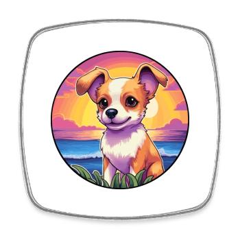 Lundehund chien race coloré dessin animé aquarelle - Magnet carré - blanc - Devant