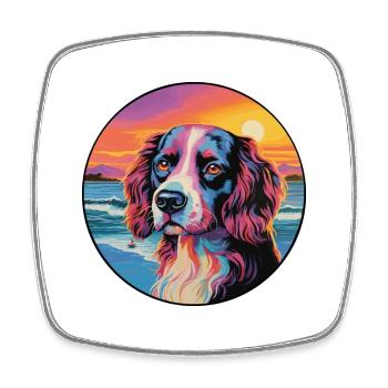Landseer chien race coloré dessin animé aquarelle - Magnet carré - blanc - Devant