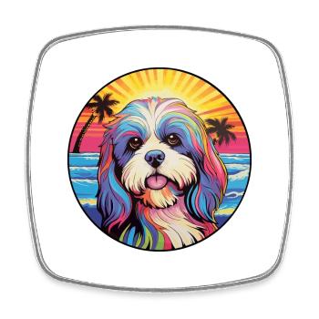 Lhasa Apso Hunderasse bunte Karikatur Aquarell - Viereckiger Kühlschrankmagnet - Weiß - Vorne