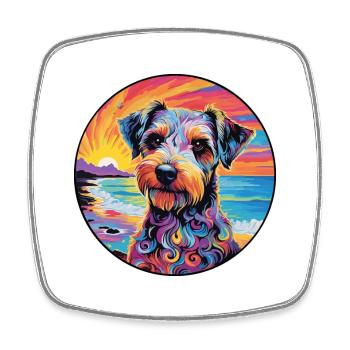 Lucas Terrier Hunderasse Bunte Karikatur Watercolo - Viereckiger Kühlschrankmagnet - Weiß - Vorne