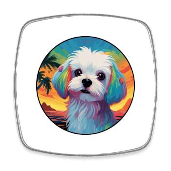 Malteser Hund Rasse Bunte Karikatur Aquarell - Viereckiger Kühlschrankmagnet - Weiß - Vorne