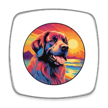 Leonberger Dog Breed Colorful Cartoon Watercolor - Square fridge magnet - white - Front