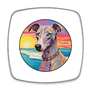 Lurcher Hund Rasse Bunte Karikatur Aquarell - Viereckiger Kühlschrankmagnet - Weiß - Vorne