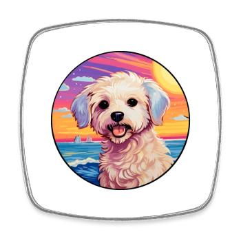 Maltipoo Hunderasse Buntes Karikatur-Aquarell - Viereckiger Kühlschrankmagnet - Weiß - Vorne