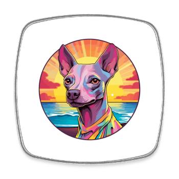 Mexican Hairless Dog Breed Colorful Cartoon Waterc - Square fridge magnet - white - Front