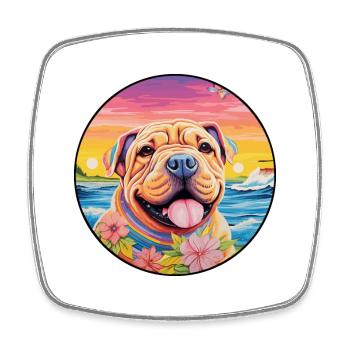 Miniatur Shar Pei Hunderasse Bunte Karikatur Wate - Viereckiger Kühlschrankmagnet - Weiß - Vorne