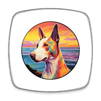 Miniatur Bullterrier Hunderasse Bunte Karikatur - Viereckiger Kühlschrankmagnet - Weiß - Vorne