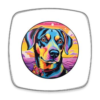 Moskauer Wachhund Rasse Bunte Karikatur Waterco - Viereckiger Kühlschrankmagnet - Weiß - Vorne