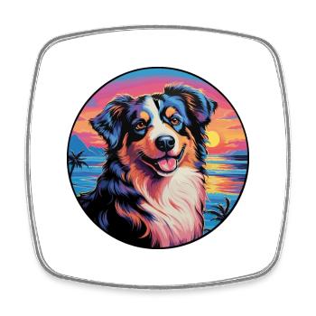 North American Shepherd Dog Breed Colorful Cartoon - Square fridge magnet - white - Front