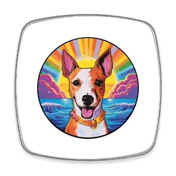 Miniature Fox Terrier chien race coloré dessin animé W - Magnet carré - blanc - Devant