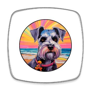 Miniatur Schnauzer Hunderasse Bunte Karikatur Wat - Viereckiger Kühlschrankmagnet - Weiß - Vorne